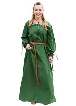 Battle-Merchant Mittelalter Kleid Ana Damen | Wikinger Kostüm Langarm bodenlang Baumwolle | LARP Gewandung (XL, Grün) von Battle-Merchant