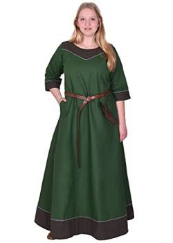 Battle-Merchant Mittelalter Kleid Damen Gesine lang | Wikinger Kostüm LARP Kleidung | mit eingenähten Taschen | Canvas Baumwolle (Grün, XL) von Battle-Merchant