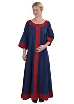 Battle-Merchant Mittelalter Kleid Gudrun lang für Damen aus Baumwolle | Wikinger Kostüm LARP Kleidung | div Farben, (L, blau/rot) von Battle-Merchant