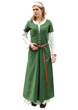Battle-Merchant Mittelalter Kleid mit Schnürung für Damen Cotehardie AVA - Kurzarm - Baumwolle - Verkleidung - Wikinger - LARP - Kostüm, Grün, Gr. XXL von Battle-Merchant