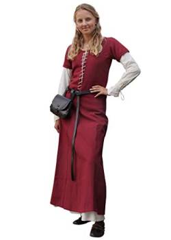 Battle-Merchant Mittelalter Kleid mit Schnürung für Damen Cotehardie AVA - Kurzarm - Baumwolle - Verkleidung - Wikinger - LARP - Kostüm, Weinrot, Gr. M von Battle-Merchant