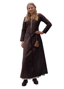 Battle-Merchant Mittelalter Kleid mit Schnürung für Damen Cotehardie AVA - Langarm - Baumwolle - Mittelalterkleid - Wikinger - LARP - Kostüm, Braun, Gr. S von Battle-Merchant