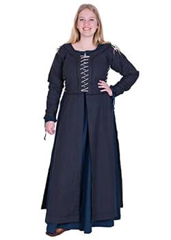 Battle-Merchant Mittelalter Überkleid Damen Marit | Wikinger Kleid mit Schnürung Kostüm körperbetont Baumwolle (Blau, l) von Battle-Merchant