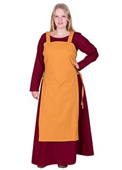 Battle-Merchant Mittelalter Überkleid Tinna Trägerkleid für Damen | Kleid Schürze mit Schnürung ärmellos Baumwolle Kostüm | LARP Wikinger Tinna (as3, Alpha, l, x_l, Regular, Regular, Senfgelb) von Battle-Merchant