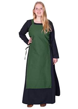 Battle-Merchant Mittelalter Überkleid Tinna Trägerkleid für Damen | Kleid Schürze mit Schnürung ärmellos Baumwolle Kostüm | LARP Wikinger Tinna (as3, Alpha, xx_l, Regular, Regular, Grün) von Battle-Merchant