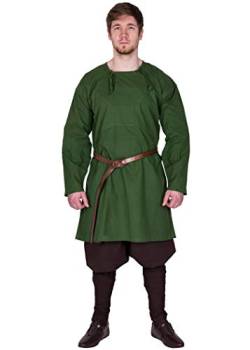 Battle-Merchant Mittelalter Wikinger Tunika Herren | Viborg Rekonstruktion Langarm Kostüm Karneval (Grün, L) von Battle-Merchant