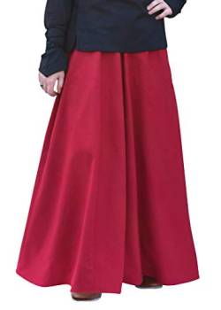 Battle-Merchant Mittelalterlicher Rock Damen Baumwolle | bodenlang und weit ausgestellt in div Farben S-XXL | Mittelalter LARP Kleidung Magd Wikinger (Rot, L) von Battle-Merchant