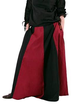 Battle-Merchant Mittelalterlicher Rock Damen Baumwolle | bodenlang und weit ausgestellt in div Farben S-XXL | Mittelalter LARP Kleidung Magd Wikinger (Schwarz/Rot, XL) von Battle-Merchant