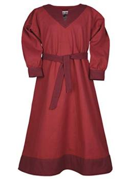 Battle-Merchant Wikinger Mittelalter Kleid mit Gürtel Kinder Mädchen, 146, Rot/Weinrot von Battle-Merchant