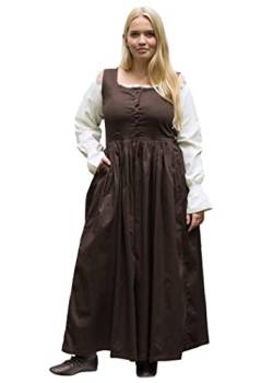 Battle-Merchant ärmelloses Mittelalter Kleid Lene für Damen | Trägerkleid Bauernkleid Überkleid Mieder | Baumwolle |Braun, Gr. XL von Battle-Merchant