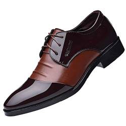 Battnot-Herren Anzugschuhe Oxford Derby Schnürschuhe Patchwork Schwarz Braun Elegant Spitzschuhe, Männer Lederschuhe Business Arbeits Formal Hochzeitsschuhe rutschfeste Abriebfeste Halbschuhe 38-47 von Battnot-Herren