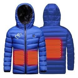 Battnot Beheizte Jacke für Kinder, Beheizte Weste Kinder Weste Mantel USB Elektrische Lange Ärmel Heizung Kapuzenjacken Warm Winter Thermobekleidung füR Outdoor Camping Wanderung Wärmejacke von Battnot