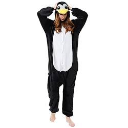 Battnot Creations Unisex Erwachsene Pyjama Plüsch Onesie Einteiler Pinguin Tier Overalls Damen Jumpsuits Onesie Schlafanzug Pyjamas Hoodie Fasching Sleepwear Kostüm Halloween Karneval Cosplay Kostüm von Battnot