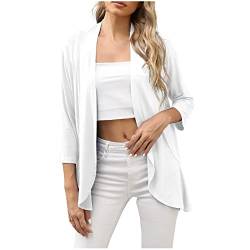 Battnot Damen Cardigan Leicht Blazer 3/4 Arm Bolero Elegante Sommerjacke Damen Strickjacke Einfarbig Sommer Lässig Leicht 3/4 Ärmel Vorne Offen Frühling Top Strickjacke von Battnot