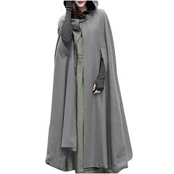 Battnot Damen Elegant Umhang mit Kapuze Herbst Winter Maxi Lose Poncho Cape Open Front Lange Cardigan Winddichte Jacke Trenchcoat Mantel Coat Outwear Halloween Mantel Poncho Kap Umhang von Battnot