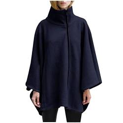 Battnot Damen Lose Schwarze Poncho Cape Mäntel Oversize Cape Elegant Poncho Umhang Wraps Poncho Cape mit Reißverschluss Schwarz Cape Mantel für Frauen Gothic Vintage Cape Schal Steampunk Pullover von Battnot