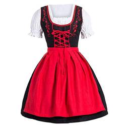 Battnot Dirndl Damen midi Trachtenkleid Damen Trachtenrock Trachtenmode Kleid Dirndlbluse für Oktoberfest Damen Mini Dirndl Große Größen Kleider Oktoberfest für Festlich Party von Battnot