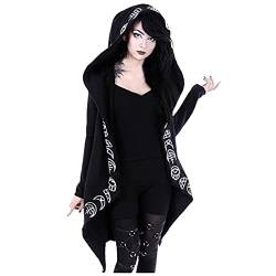 Battnot Gothic Kleidung Damen Goth Y2K Moon Kapuzenjacke Langarm Punk Hoodie Jacke Sweatshirt Neuheit Kapuzenpullover Halloween Karneval Kleidung Teenager Mädchen Rock Clothes von Battnot