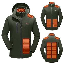 Battnot Heizjacke Herren Beheizbare Jacke Wasserdicht Winddicht warm Softshell jacke mit 3 Temperatur 15 Heizzonen Elektrische USB Beheizte Jacke Outdoorjacke für Wandern Jagd Motorrad Camping von Battnot