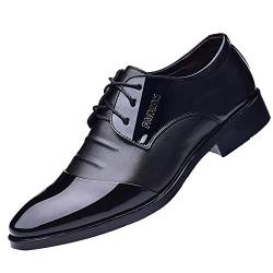 Battnot Herren Anzugschuhe Oxford Schwarz Braun, Smoking Halbschuhe Männlichen Spitzschuhe Bequem Leicht Outdoor rutschfeste Lederschuhe Lackschuhe Derbyschuhe Schuhe Vintage Freizeit Schnürschuhe von Battnot