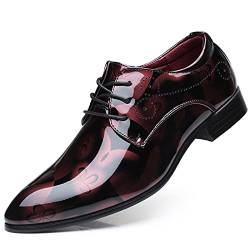 Battnot Herren Business Schuhe Derby Anzugschuhe Business Herren, Lederschuhe Lackleder Hochzeit Derby Schnürhalbschuhe Oxford Smoking Schuhe Hochzeitsschuhe Männer Leder Braun von Battnot