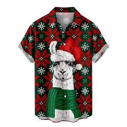 Battnot Herren Hawaiihemd Kurzarm Hawaii-Print Weihnachten Christmas X-Mas 2022 Weihnachtsmann Hawaiihemd Herren Weihnachten Kurzarm Weihnachtshemd Hässlicher Christmas Freizeithemd Tops von Battnot
