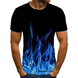 Battnot Herren T-Shirt Männer Shirt in Schwarz Herren T Shirt Mode Creative Flamme Druck Cooles Kurzarm T-Shirt Sommer Kurzarmshirt Hemd Bluse Tee Top Fashion Streetstyle Shirts Für Männer XXXXXL von Battnot