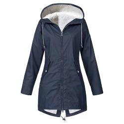 Battnot Regenjacke Damen Wasserdicht Atmungsaktiv Große Größen Teddyfell Gefüttert Regenmantel mit Kapuze Übergangsjacke Leichte Winterjacke Winter Softshelljacke Outdoorjacke Fleece Jacke Mäntel von Battnot