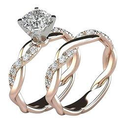 Battnot Ring Silber Damen Frauen Ringe Set 925 Silber Verlobungsring Trauringe Verlobungsring Eternity Promise Damenringe Frauen Mädchen Mode Elegant Ring Geschenk von Battnot