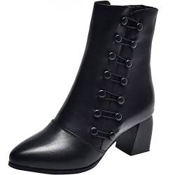 Battnot Stiefeletten Damen Schwarz Stiefel Damen Klassisch Halbstiefel Spitz Schlupfschuhe Niederung Stiefel Mit Schnalle Kurzstiefel Übergangsstiefel Halbhohe Ankle Boots Halbhoch Damenstiefel von Battnot