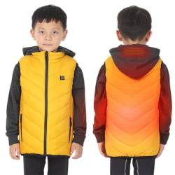 Beheizbare Weste Kinder Elektrische beheizte Winterjacke for Kinder, USB-beheizte Kinderjacke, intelligenter beheizter Mantel, elektrische Körperwärmerweste, elektrische Heizweste von Battnot