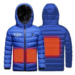 Elektrisch Beheizte Jacke für Kinder, Beheizte Weste Kinder Weste Mantel USB Elektrische Lange Ärmel Heizung Kapuzenjacken Warm Winter Thermobekleidung füR Outdoor Camping Wanderung Wärmejacke von Battnot