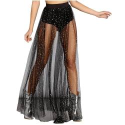 Gothic Rock Damen Rave Outfit Damen Rock Festival Rock Outfit Fransen Rock Fransenrock Festival Mesh Rock Transparent 2 In 1 Rock Maxirock Party Festlich Cosplay Festivals Party Clubwear von Battnot