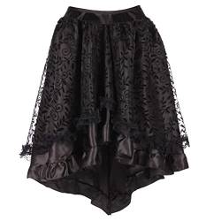 Gothic Rock Damen Steampunk Spitze Rock Kleidung Kurzer Gothic Rock Damen Schwarz Kurz Punk Minirock Steampunk Skirt Cosplay Party Damen Gothic Steampunk Rock Viktorianischer Piratenrock von Battnot