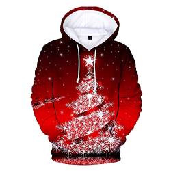 Herren Weihnachtspullover Kapuzenpullover 3D Druck Hoodie mit Tasche Weihnachten Bunt Muster Herbst Winter Hoodie Pullover Sweatshirt mit Kapuze Weihnachten Jumper Christmas Streetwear S-4XL von Battnot