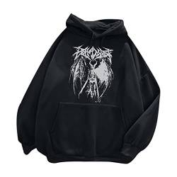 Hoodie Damen Pullover Y2k Ästhetischer Übergroßes Sweatshirt Kapuzen Hoodie Oversized Sweatshirts E Girl 90s Baggy Langarm Pulli Mantel Streetwear Herbst Winter Outwear Kapuzenpullover von Battnot