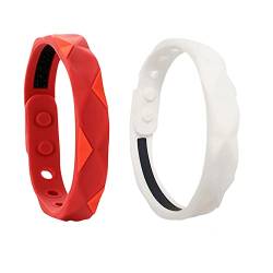 RedUp Far Infrared Negative Ions Wristband, partnerarmbänder Negative Ion Anti-Static Sports Bracelet, Lymph Drainage Magnetic Bracelet,Adjustable Silicone Sport armbänder (Rot+Weiß) von Battnot