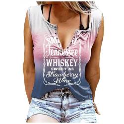 Smooth As Tennessee Whiskey Sweet As Strawberry Wine Shirt Ringloch ärmellos sexy V-Ausschnitt Tank Tops Damen Country Music Tee Sommer Sexy Tank Tops für Frauen T-Shirts Basic Shirts von Battnot