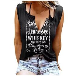 Smooth As Tennessee Whiskey Sweet As Strawberry Wine Shirt Ringloch ärmellos sexy V-Ausschnitt Tank Tops Damen Country Music Tee Sommer Sexy Tank Tops für Frauen T-Shirts Basic Shirts von Battnot