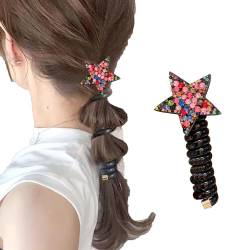 Telefonkabel Haargummi Bunte Telefondraht-Haarbänder Für Kinder, Telefonkabel Haarband für Damen und Mädchen Spiral Haargummis Haarbänder mit Schleife, Haargummi Mit Gerader Spirale (1pc#25) von Battnot