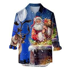 Weihnachtshemd Herren 4XL Lustig 3D Druck Weihnachts Freizeithemd Langarm Knöpfe Stehkragen Xmas Shirt Hawaii Hemd Für Festival Party Freizeitkleidung Christmas Hawaiihemd Herrenhemd Tops von Battnot