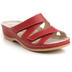 Batz ENI Hochwertige Damen Slip-On Sandalen Clogs, Rot, EU 37 von Batz