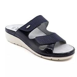 Batz Sorrento Lederschuhe Sandalen Sandalette Clog Pantolette Komfortschuhe Hausschuhe, Damen, Blau, EU 36 von Batz