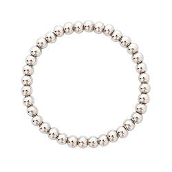 BaubleStar Damen 6mm Beads Armband Silber Kugelarmband Pärchen Perlenarmband Armkette aus Edelstahl Kugel Geschenk Schmuck für Frauen Mädchen von BaubleStar
