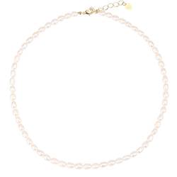 BaubleStar Perlenkette Reisperle Choker Süßwasserperle Halskette Echte Perlen schmuck Weiß 7mm für Frauen Mädchen von BaubleStar