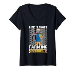 Damen Bauer Skelett Landwirtschaft Bauernhof - Landwirt T-Shirt mit V-Ausschnitt von Bauer Geschenke & Ideen