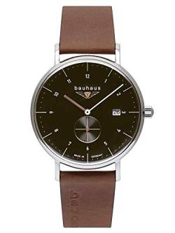 Bauhaus Herrenuhr Quarz mit kleiner Sekunde schwarz mit braunem Lederarmband 2132-2 von Bauhaus