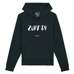 Bavariashop bayerischer Herren Hoodie Zupf di, Kapuzenpullover mit Spruch, Sweatshirt - XL - schwarz von Bavariashop