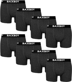 Baxboy Boxershorts Herren 8er Pack S-2XL Multipack mit elastischem Bund Atmungsaktive Baumwolle Unterwäsche Unterhosen Männer Men Retroshorts, Farbe:Anthrazit, Größe:2XL von Baxboy