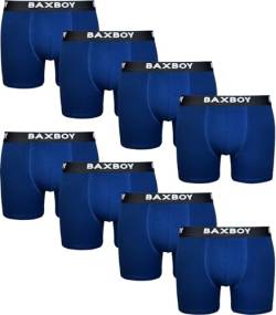 Baxboy Boxershorts Herren 8er Pack S-2XL Multipack mit elastischem Bund Atmungsaktive Baumwolle Unterwäsche Unterhosen Männer Men Retroshorts, Farbe:Blau, Größe:L von Baxboy